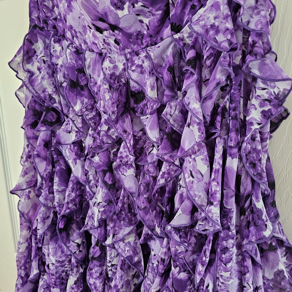 White House Black Market Purple Floral Dress Size 4 - Picture 3 of 6